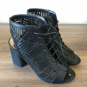 Sam Edelman caged heels in black